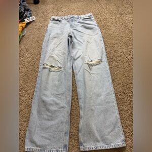 Garage Light Blue Distressed Flare Jeans